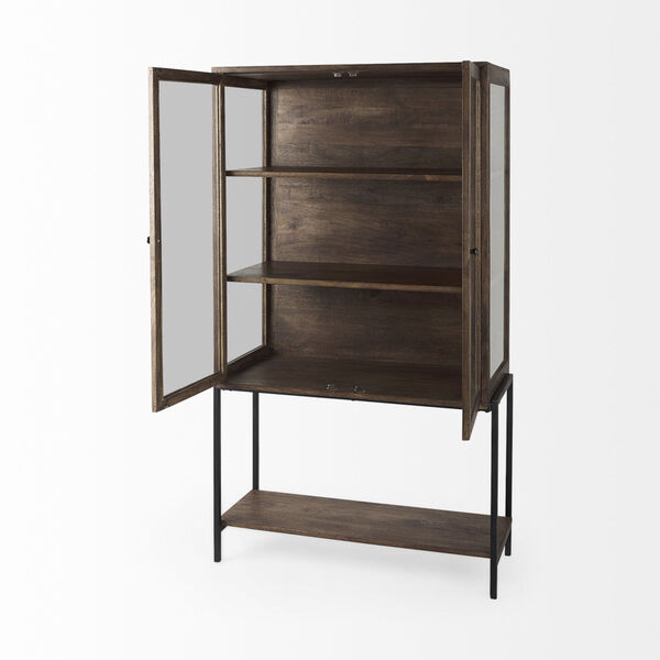 Arelius Medium Brown and Black Display Cabinet, image 5