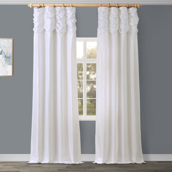 Vintage White Faux Dupioni Silk Single Panel Curtain 50 x 108, image 1