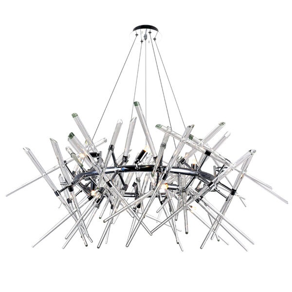 Icicle Chrome 42-Inch 12-Light Chandelier, image 1