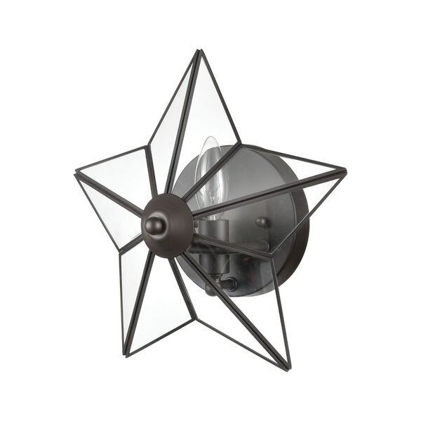 Moravian Star Oil Rubbed Bronze and Clear One-Light Wall Sconce, image 2