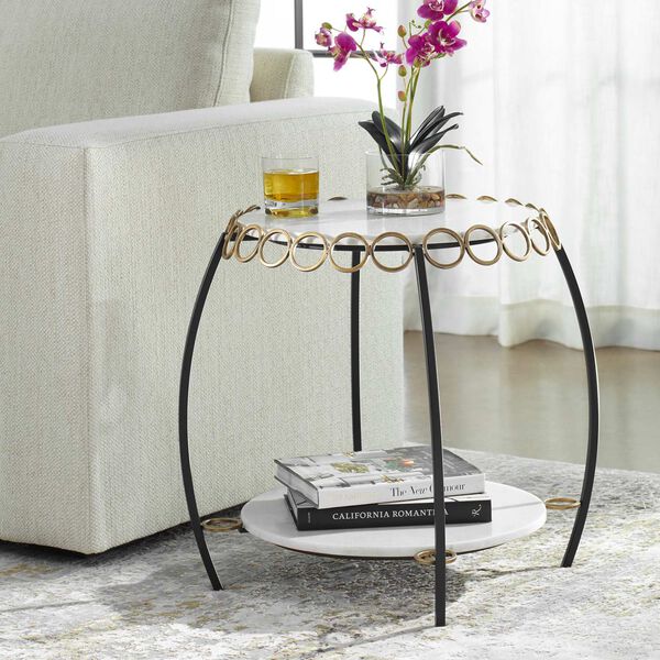 Chainlink Matte Black White Side Table, image 3