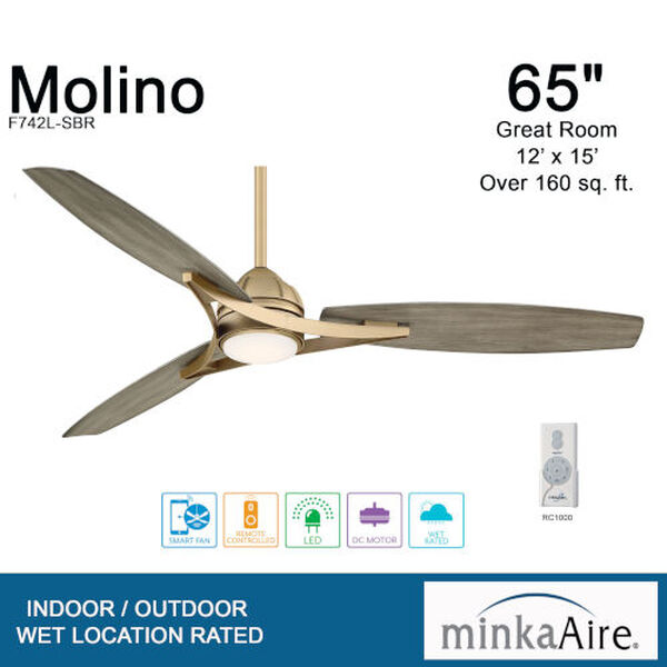 Molino Soft Brass 65-Inch Smart LED Outdoor Ceiling Fan, image 5