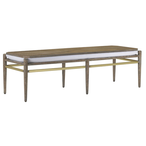 Visby Light Pepper and Brushed Brass Muslin Bench, image 2