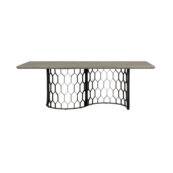 Solange Medium Gray Concrete Black Dining Table, image 3