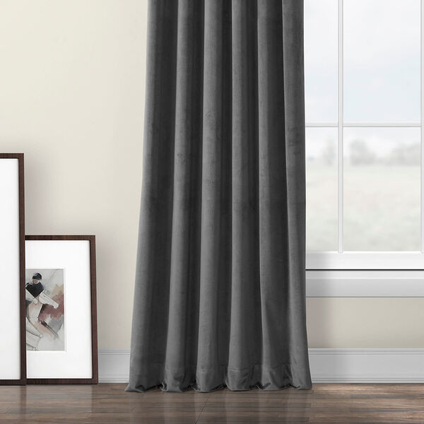 Pepper Grey Heritage Plush Velvet Curtain Single Panel, image 5