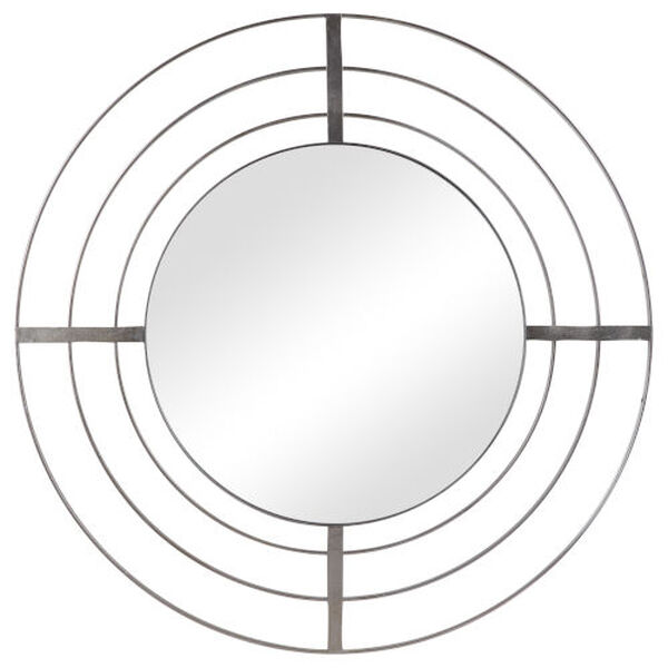 Bullseye  Brushed Nickel Round Mirror, image 2