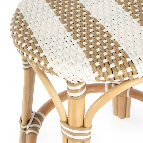 Tobias Beige and White Stripe on Natural Rattan Counter Stool, image 5