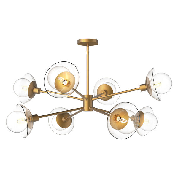 Francesca Aged Gold Eight-Light Chandelier with Clear Glass, image 1