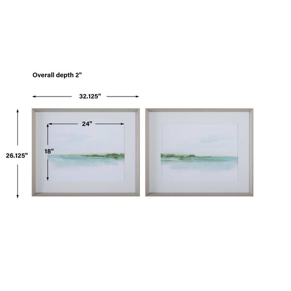 Green Ribbon Coast White Framed Prints, Set of Two, image 3