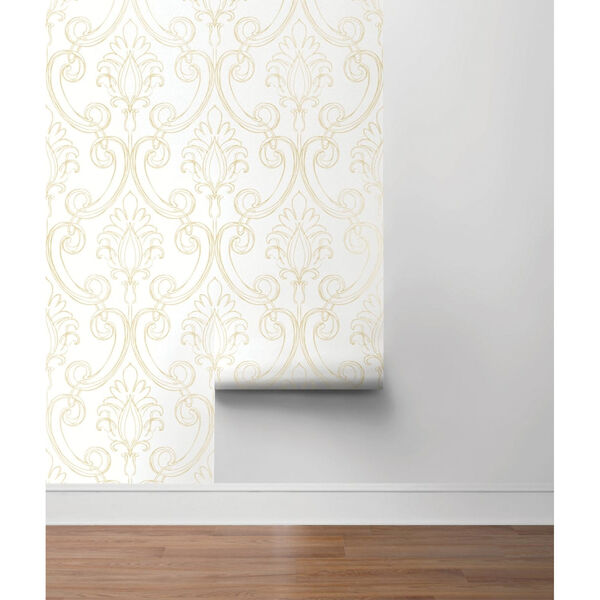 NextWall Beige Sketched Damask Peel and Stick Wallpaper, image 5
