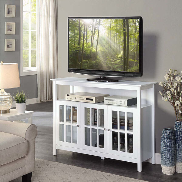 Big Sur White Deluxe TV Stand with Storage Cabinets and Shelf for TVs up to 55 Inches, image 2