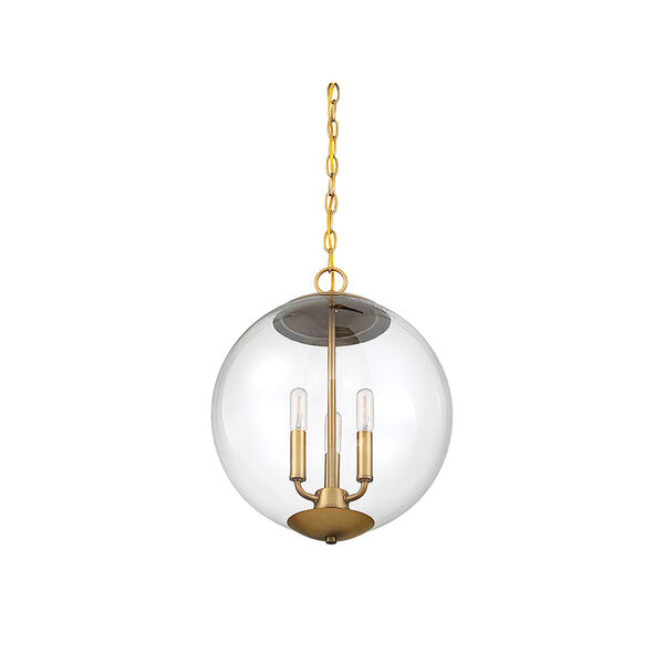 Whittier Natural Brass Three-Light Globe Pendant, image 4