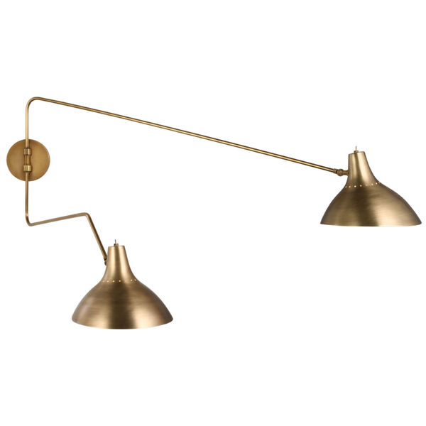 Charlton Large Double Wall Light in Hand-Rubbed Antique Brass by AERIN, image 1