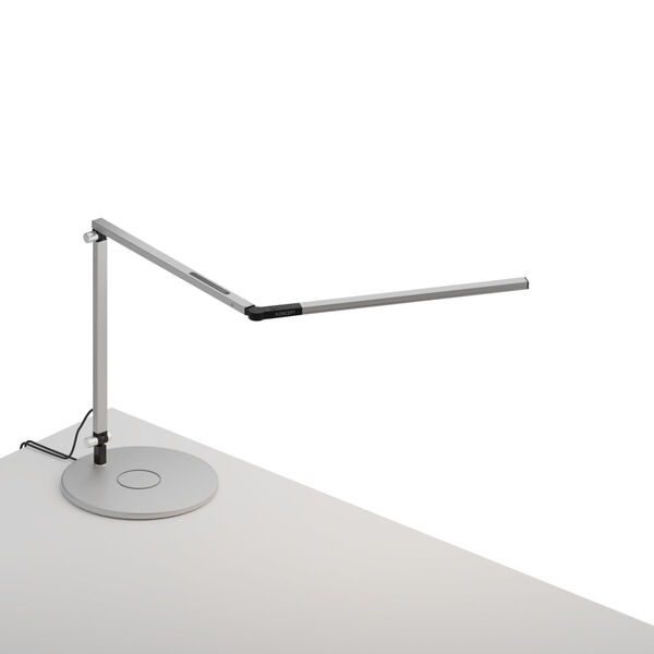 Z-Bar Silver LED Mini Desk Lamp with Wireless Charging Qi Base, image 1