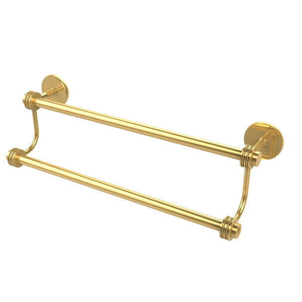 24 Inch Double Towel Bar, Unlacquered Brass, image 1