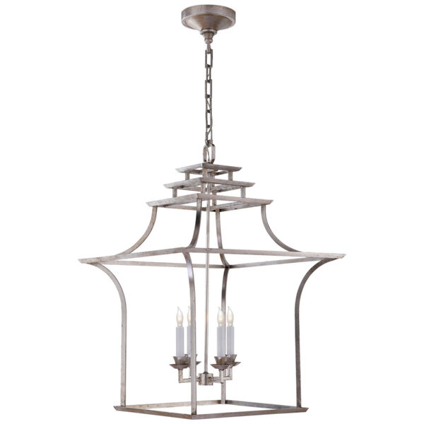 Brighton Pagoda Lantern in Burnished Silver Leaf by Chapman and Myers, image 1