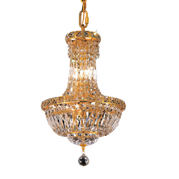 Tranquil Gold Six-Light 12-Inch Chandelier with Royal Cut Clear Crystal, image 1