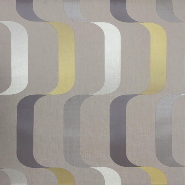 Mid Century Taupe and Yellow Wallpaper, image 1