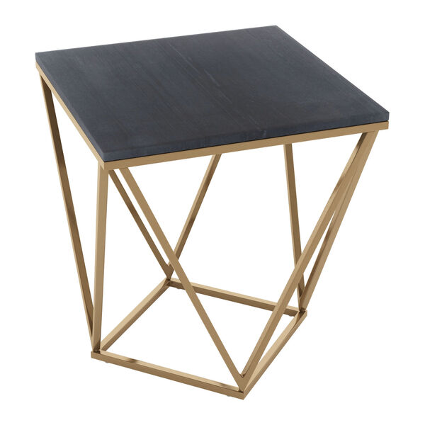 Verona Black and Antique Brass Side Table, image 4