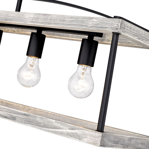 Teagan Natural Black 40-Inch Five-Light Linear Pendant with Gray Harbor Wood Accents, image 4