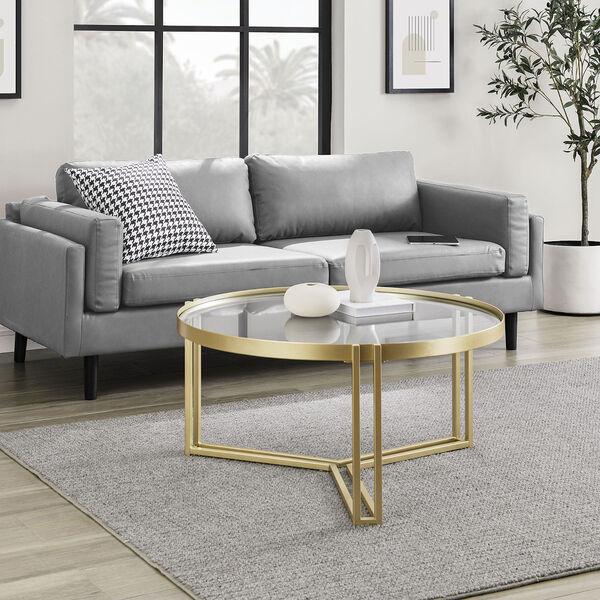 Kendall Gold Tri-Leg Round Coffee Table, image 2