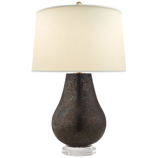 Arica Table Lamp in Crystal Bronze with Natural Percale Shade by Chapman and Myers, image 1