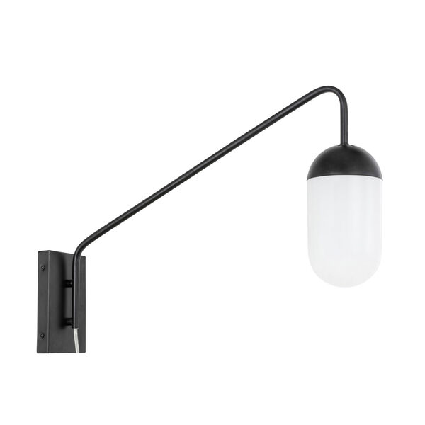 Kace Black Five-Inch One-Light Wall Sconce with Frosted White Glass, image 1