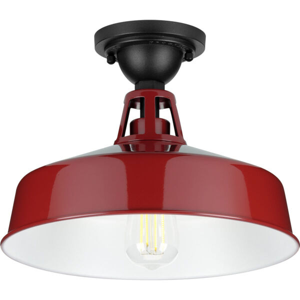 Cedar Springs Red 13-Inch One-Light Outdoor Semi-Flush Mount with Metal Shade, image 1