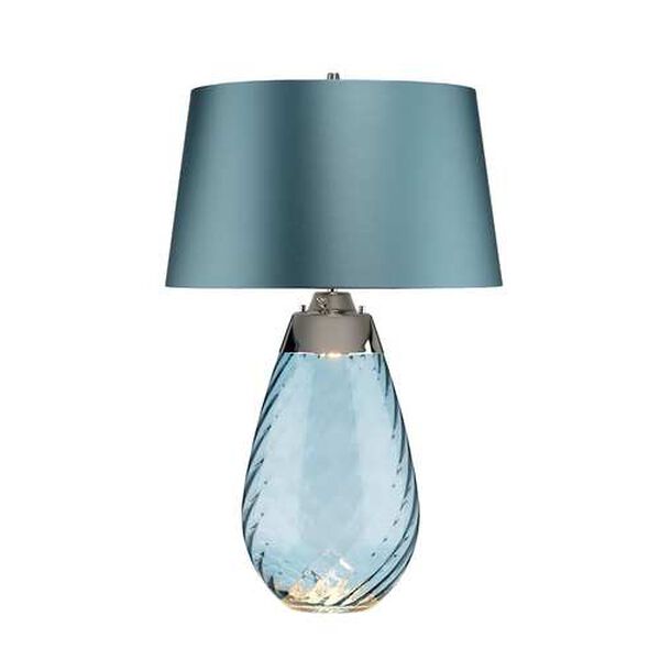Lena Blue Two-Light Table Lamp with Blue Satin Shade, image 1