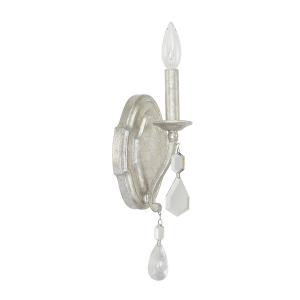 Blakely Antique Silver One-Light Sconce With Clear Crystals, image 1