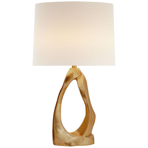 Cannes Table Lamp in Gild with Linen Shade by AERIN, image 1
