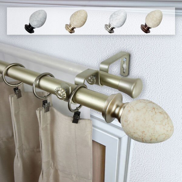 Ovate Light Gold 28-48 Inch Double Curtain Rod, image 1