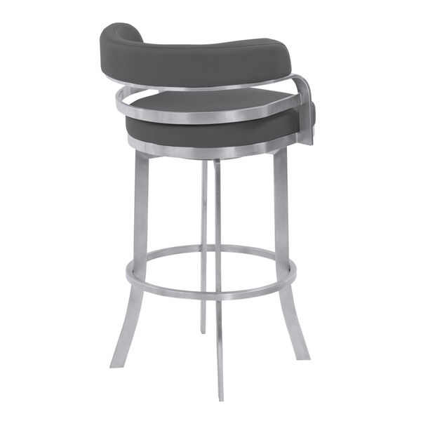 Prinz Gray and Stainless Steel 30-Inch Bar Stool, image 3