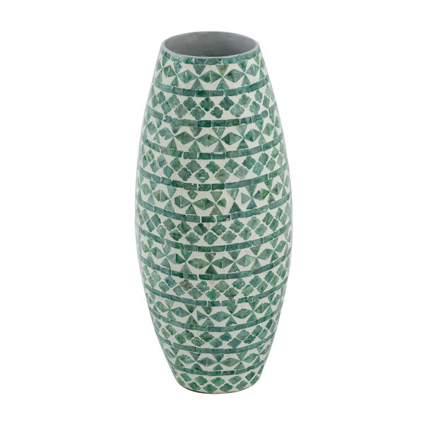 Green Round Tall Capiz Vase, image 1