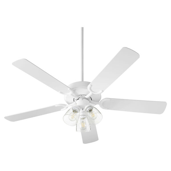 Virtue Studio White Three-Light 52-Inch Ceiling Fan with Clear Seeded Glass, image 1