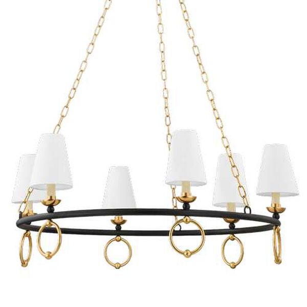 Haverford Aged Brass Six-Light Chandelier, image 1