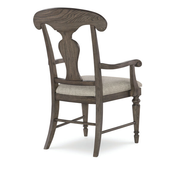 Brookhaven Vintage Linen Rustic Dark Elm Splat Back Arm Chair, image 2