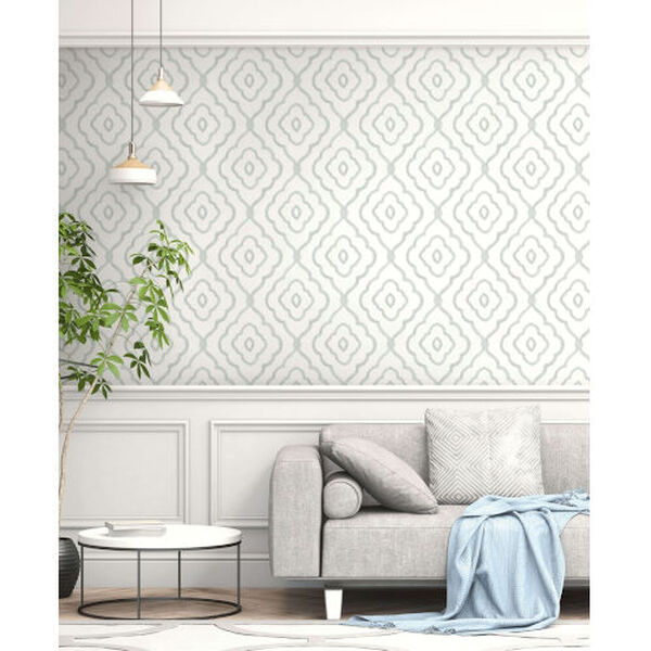Beach House Daydream Gray Seaside Ogee Unpasted Wallpaper, image 1