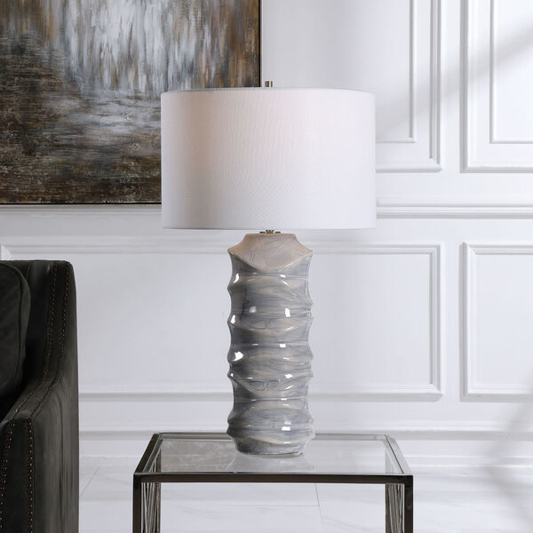 Waves Blue and White One-Light Table Lamp, image 2