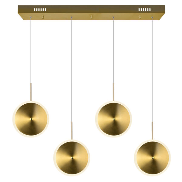 Ovni Brass Four-Light LED Chandelier, image 1