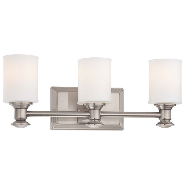 Harbour Point Brushed Nickel Three Light Bath Fixture, image 1