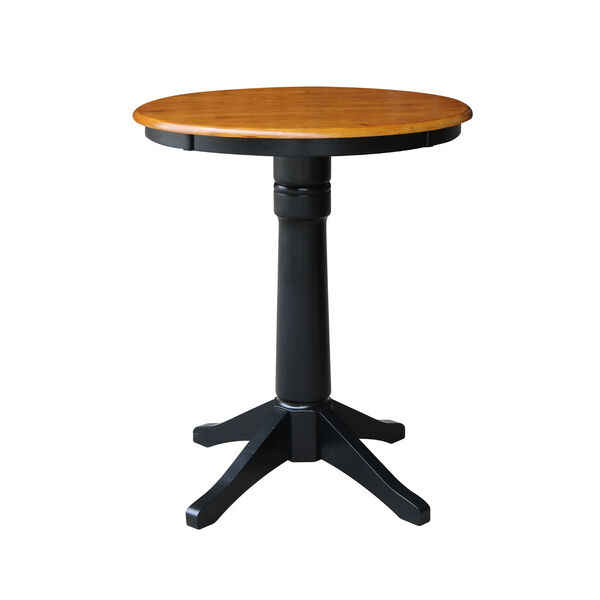 Black and Cherry 30-Inch Round Pedestal Gathering Height Table with Two Counter Stool, Three-Piece, image 3