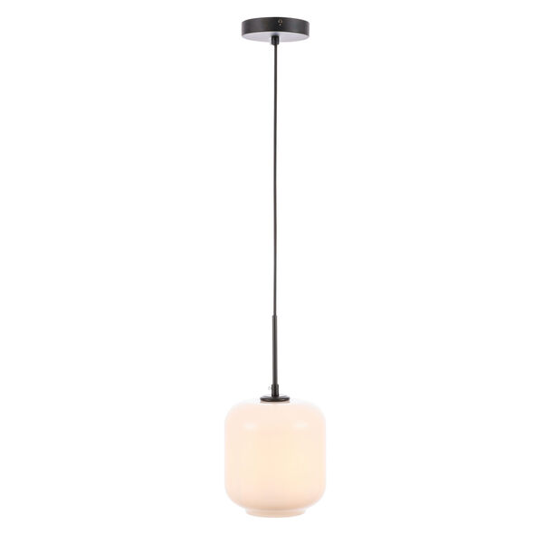 Collier Black Seven-Inch One-Light Mini Pendant with Frosted White Glass, image 1