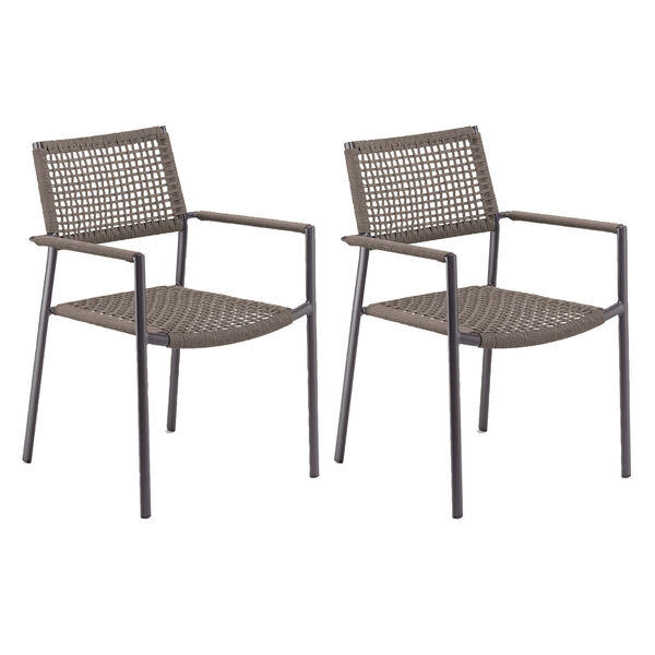 Eiland Composite Cord Mocha and Carbon Armchair- Set of 2, image 1