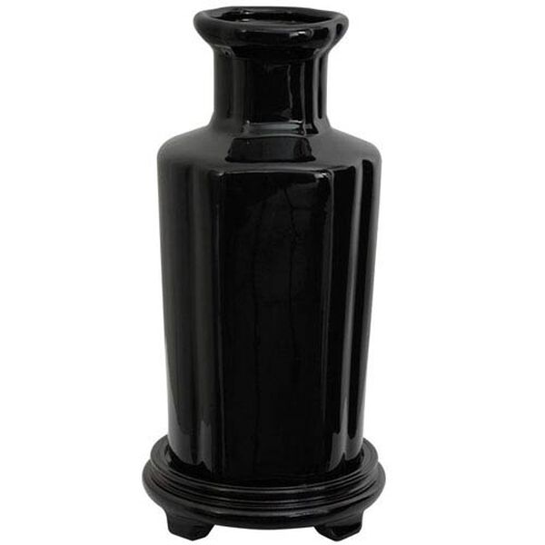 12 Inch Porcelain Vase Black, Width - 6 Inches, image 1