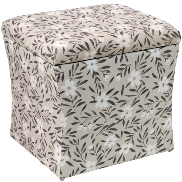 Fiona Floral Natural 19-Inch Storage Ottoman, image 1