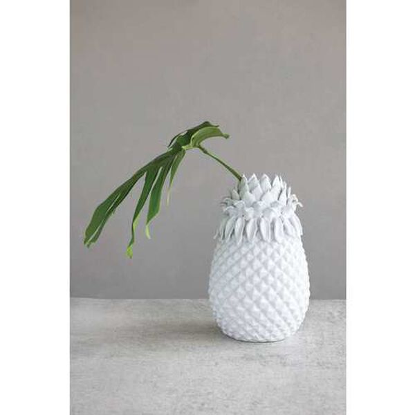 White Handmade Stoneware Pineapple Vase, image 2