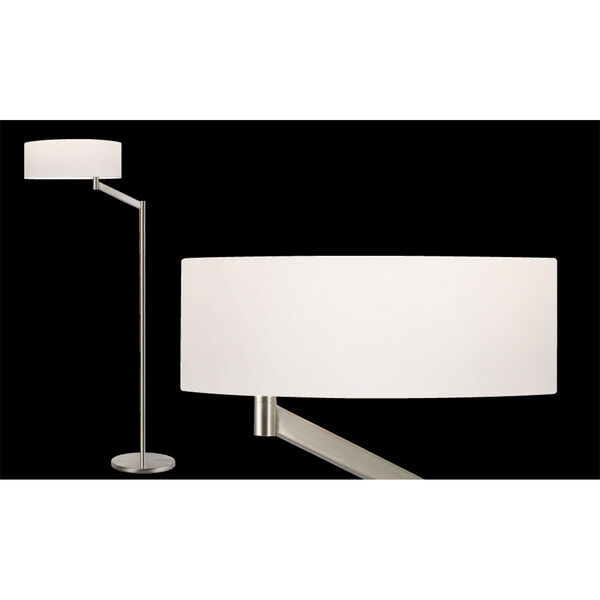 Perch One-Light - Satin Nickel with White Cotton Shade - Swing Arm Floor Lamp, image 2