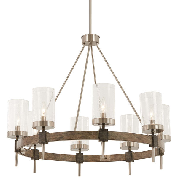 Bridlewood Stone Grey with Brushed Nickel Eight-Light Chandelier, image 1