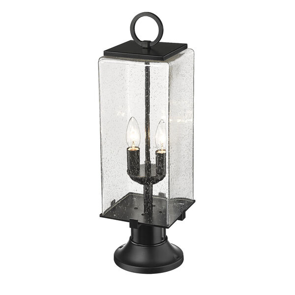 Sana Black Two-Light Outdoor Pier Mounted Fixture with Seedy Shade, image 2